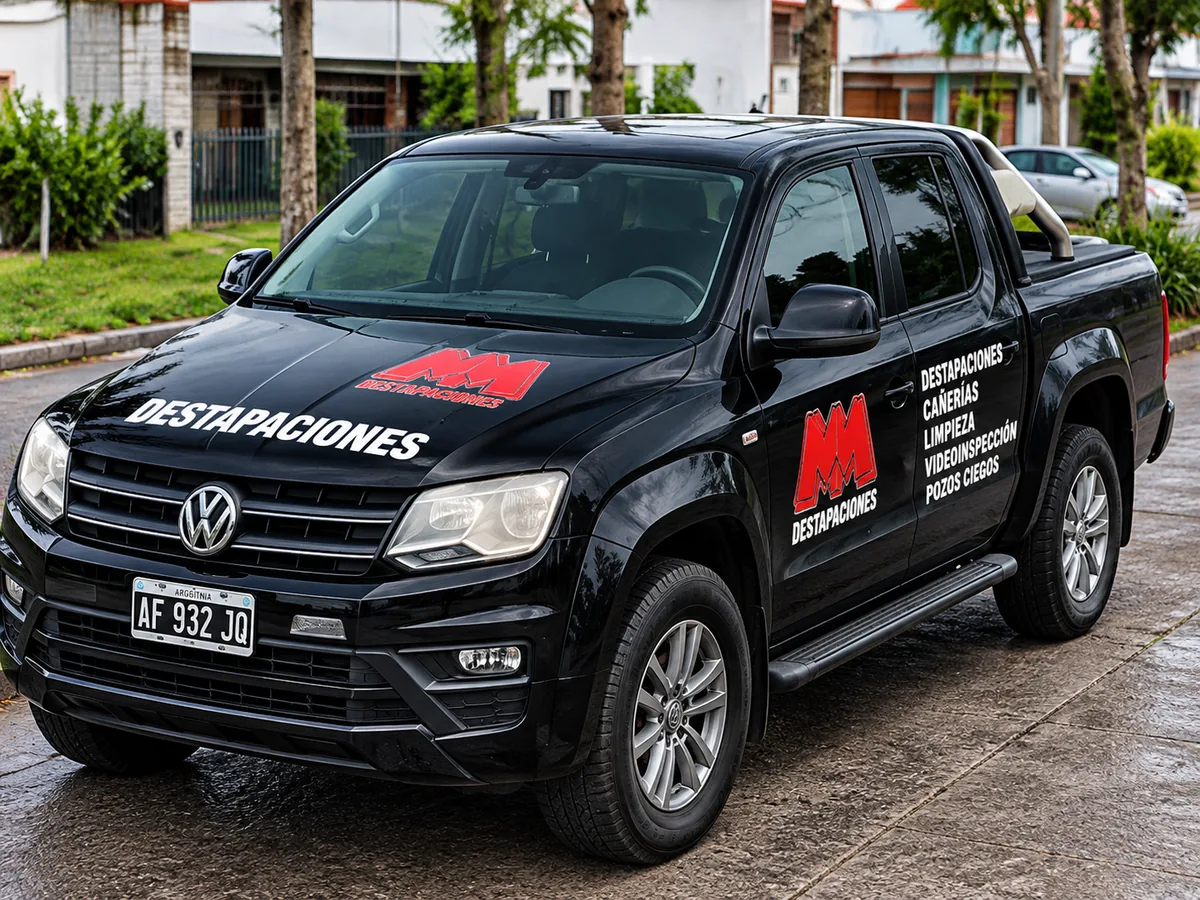 Camioneta ploteada de MM Destapaciones